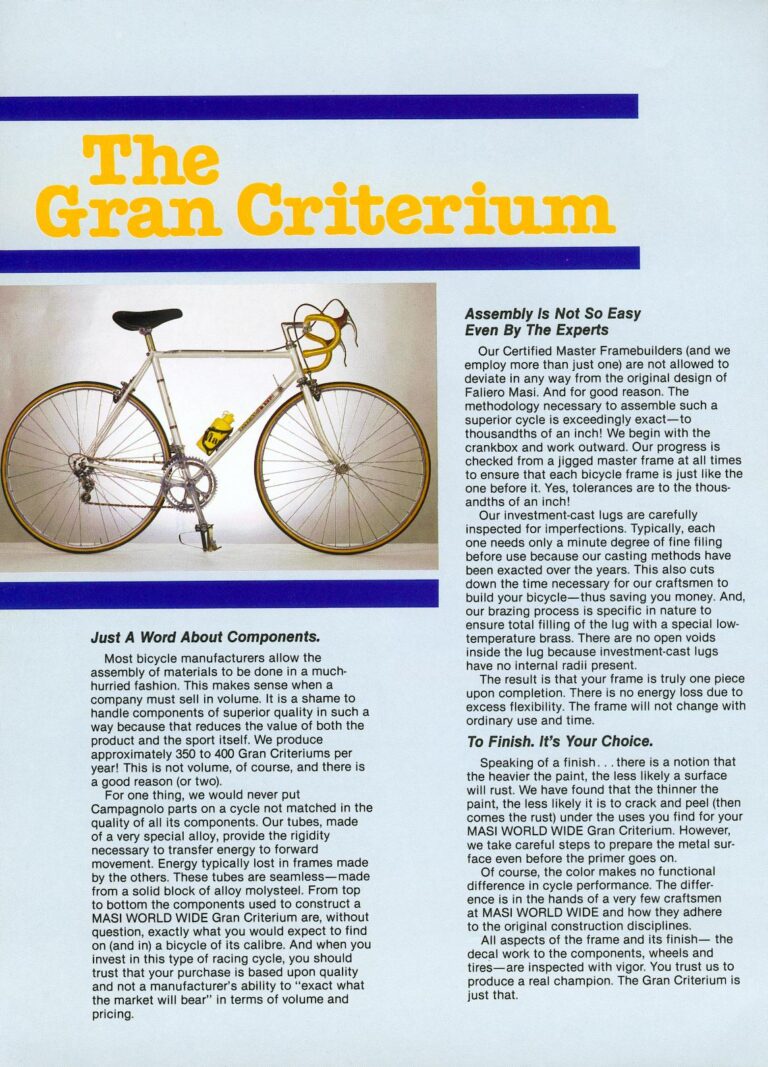 Masi World Wide Catalog — The Tradition of Endurance and Excellence Goes On: Gran Criterium, 3/V Volumetrica and Nuova Strada (High Country Imports) — page 4 of 8