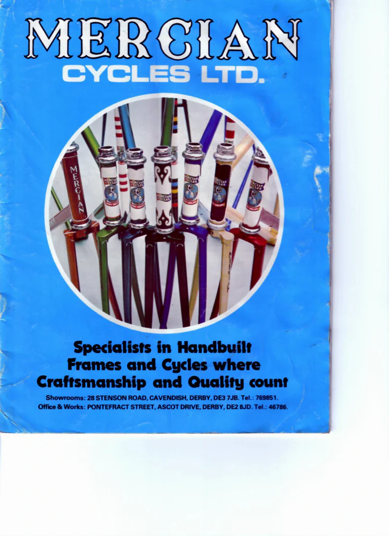 Mercian Catalog of about 1985 — Handbuilt Frames and Cycles, from the Tourist Tandem to the 753 Special and the Classic — page 1 of 16