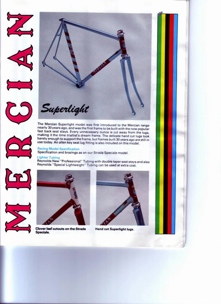 Mercian Catalog of about 1985 — Handbuilt Frames and Cycles, from the Tourist Tandem to the 753 Special and the Classic — page 9 of 16