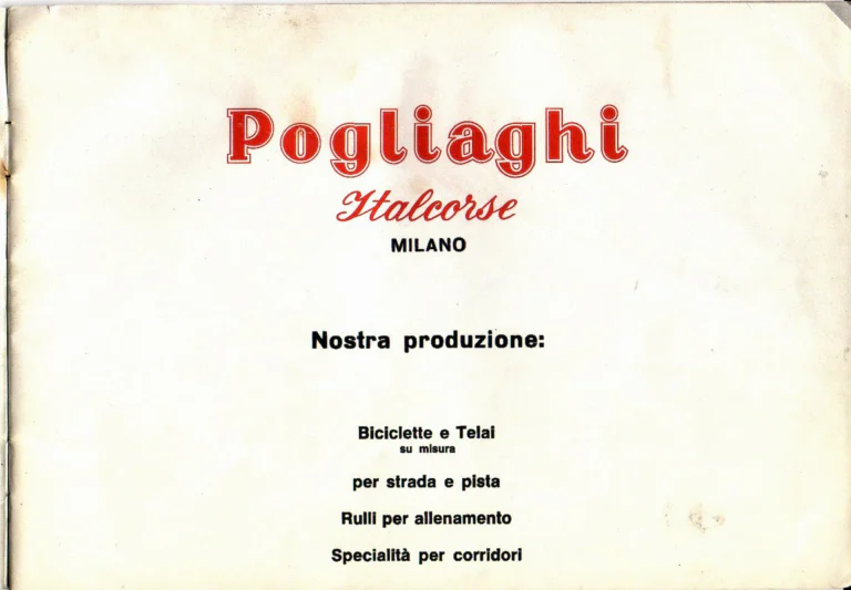 Pogliaghi Italcorse Catalog — Track, Road and Tandem Bicycles, Frames Made to Measure and Home Trainers, Milano — page 3 of 24