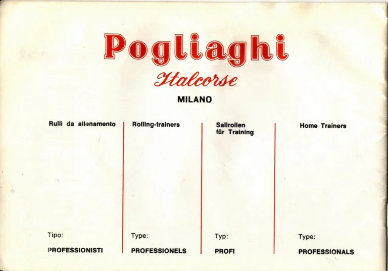 Pogliaghi Italcorse Catalog — Track, Road and Tandem Bicycles, Frames Made to Measure and Home Trainers, Milano — page 20 of 24