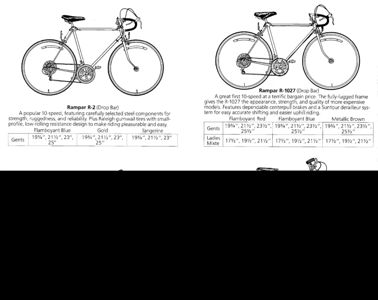 Raleigh Catalog — Raleigh Bicycles, Rampar Bicycles, Parts and Accessories (United States) — page 9 of 17