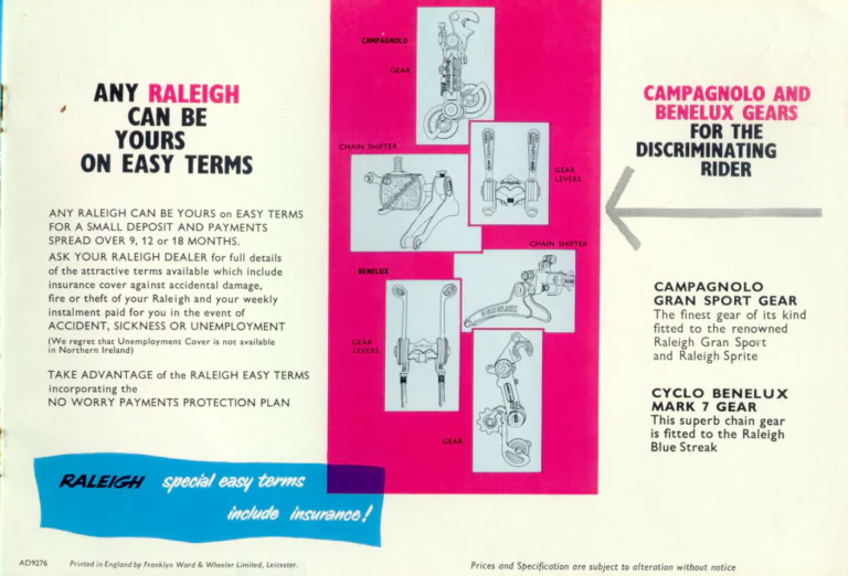 Raleigh Catalog — The Speed Range: Gran Sport, Sprite and Blue Streak Mark II — page 11 of 12