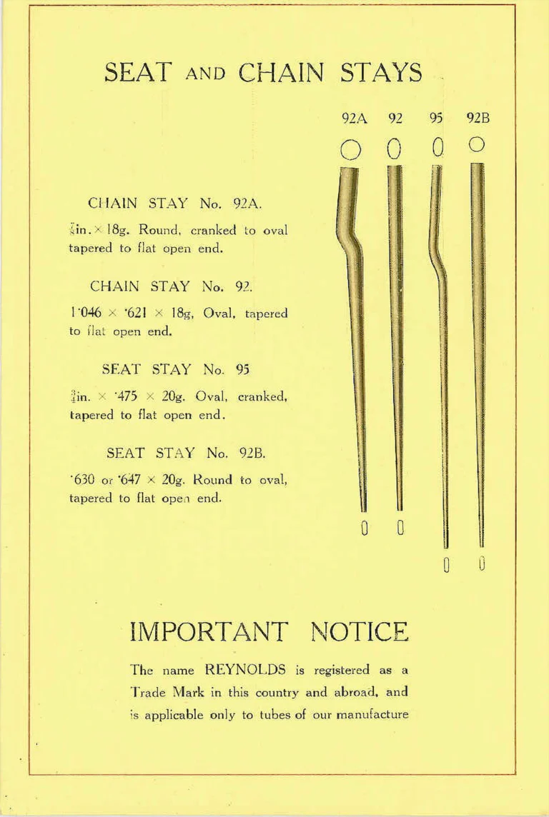 Reynolds Catalog — Seamless Steel Tubes and Reynolds Patent Butted Tubes — page 7 of 16