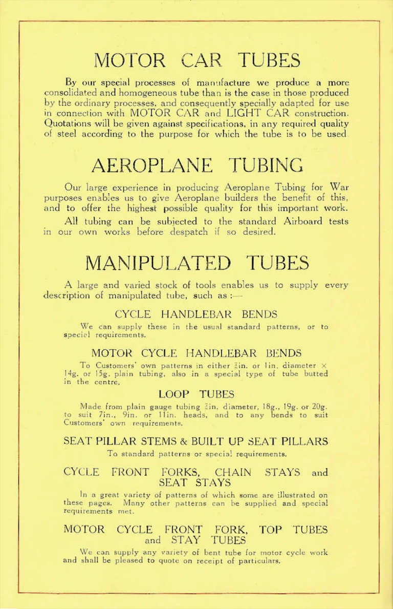 Reynolds Catalog — Seamless Steel Tubes and Reynolds Patent Butted Tubes — page 15 of 16