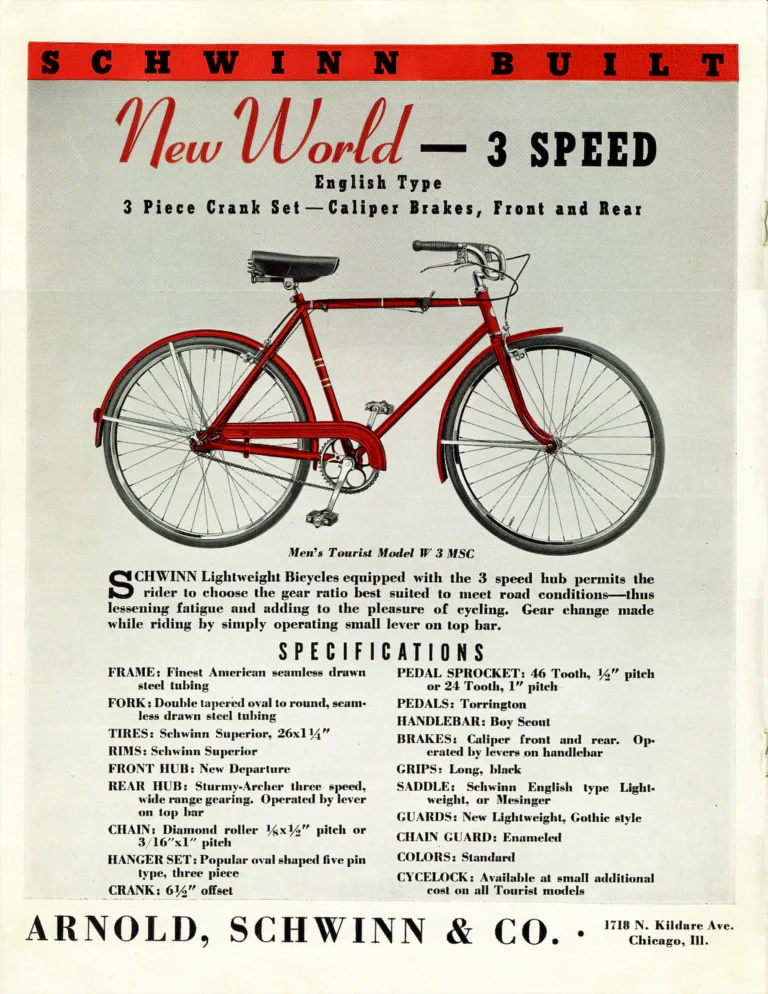 Schwinn New World Series Catalog (Undated, 1938 or Later) — Popular Priced Lightweight Bicycles, American and English Type — page 4 of 8