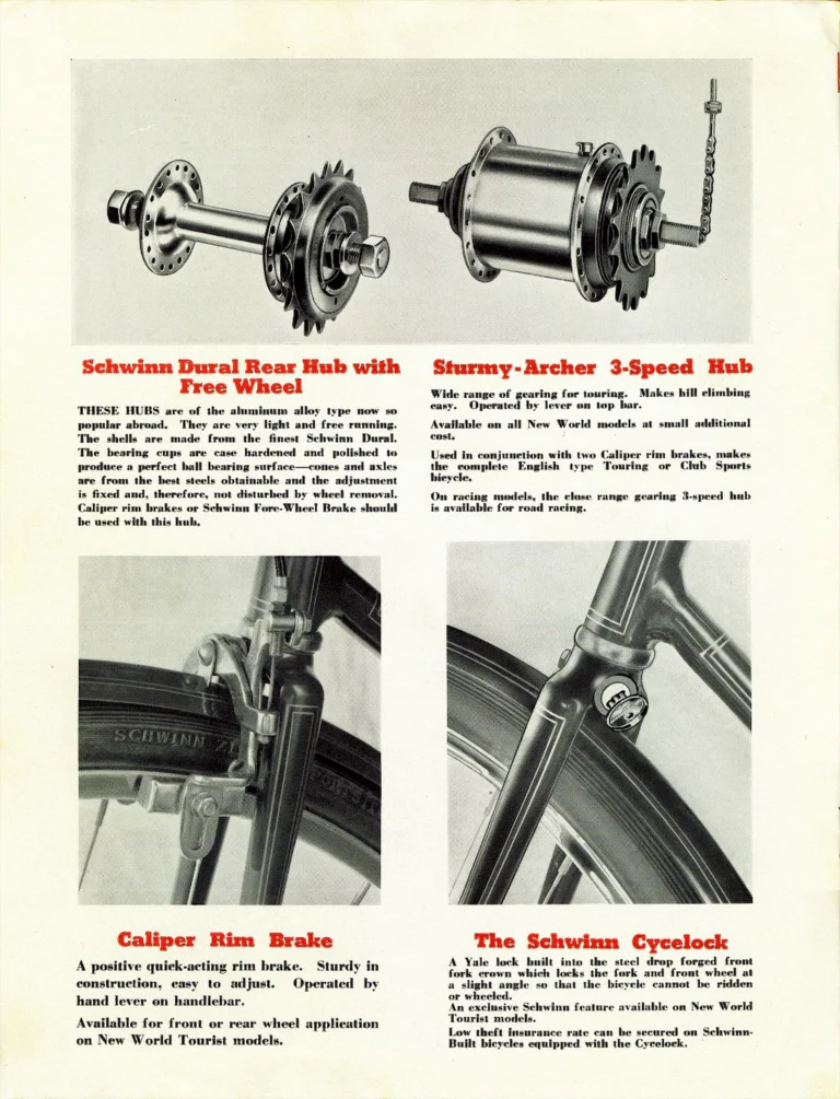 Schwinn New World Series Catalog (Undated, 1938 or Later) — Popular Priced Lightweight Bicycles, American and English Type — page 6 of 8
