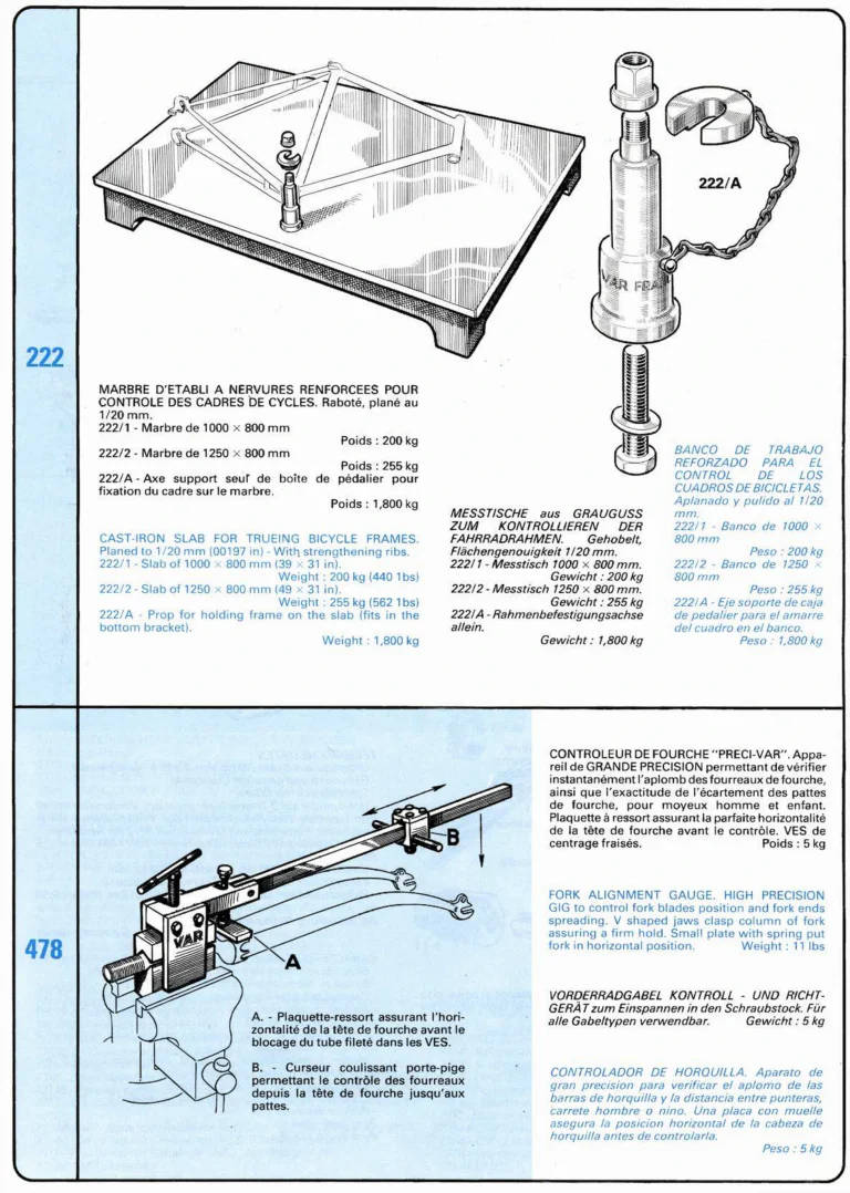 VAR Catalog of about 1983 — Outillage "Cycle", Tools for Cycle Workshops, Drawings and Layout by Daniel Rebour — page 6 of 70