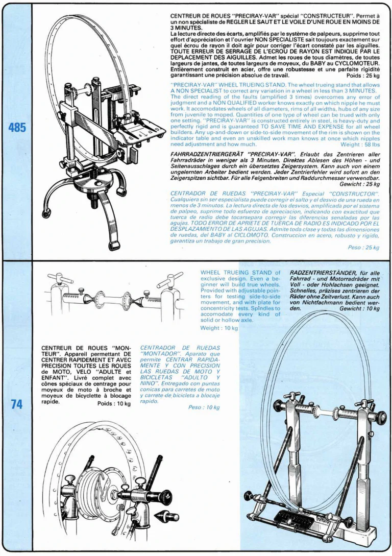 VAR Catalog of about 1983 — Outillage "Cycle", Tools for Cycle Workshops, Drawings and Layout by Daniel Rebour — page 35 of 70