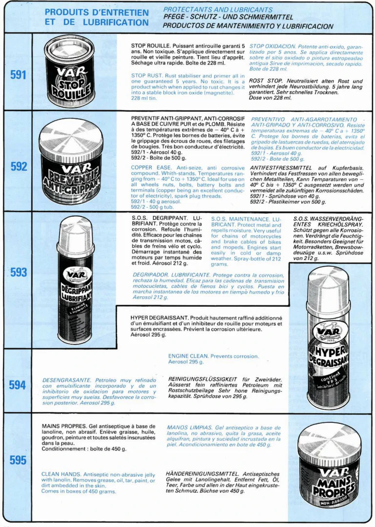 VAR Catalog of about 1983 — Outillage "Cycle", Tools for Cycle Workshops, Drawings and Layout by Daniel Rebour — page 39 of 70