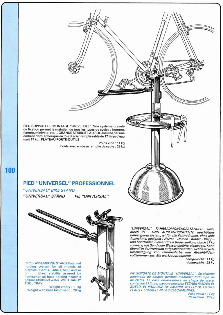 VAR Catalog of about 1983 — Outillage "Cycle", Tools for Cycle Workshops, Drawings and Layout by Daniel Rebour — page 43 of 70