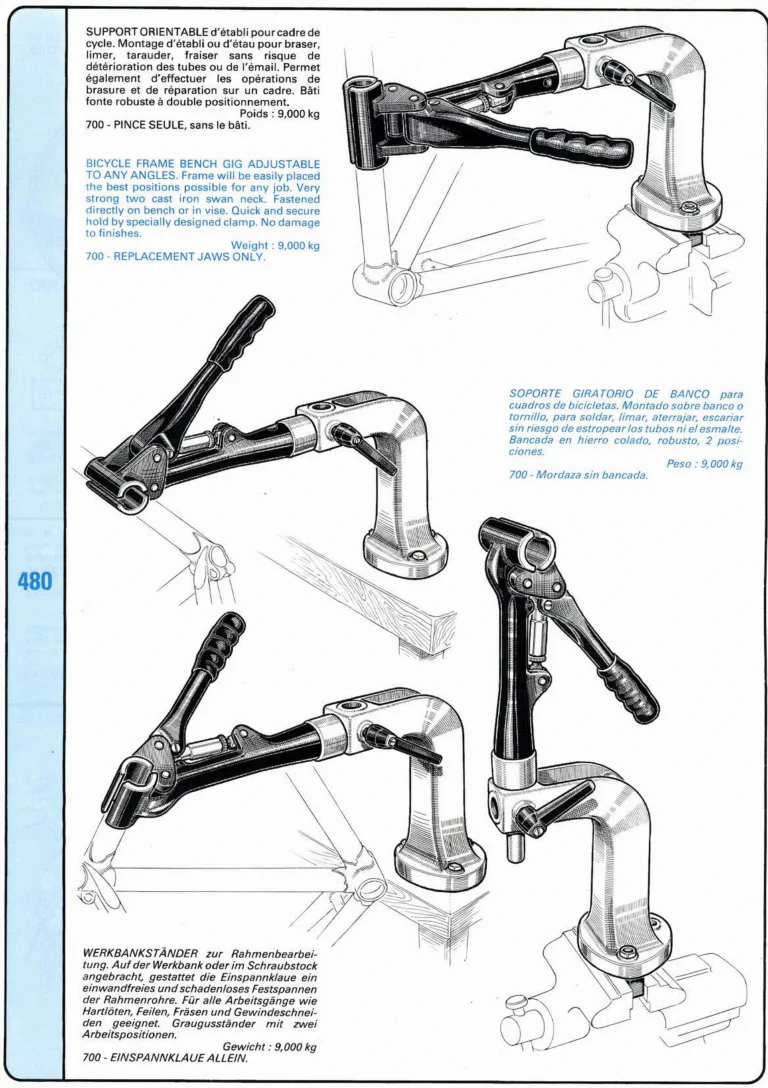 VAR Catalog of about 1983 — Outillage "Cycle", Tools for Cycle Workshops, Drawings and Layout by Daniel Rebour — page 44 of 70