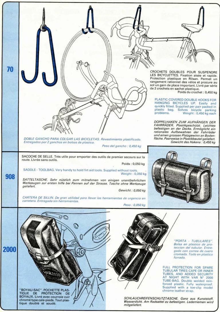 VAR Catalog of about 1983 — Outillage "Cycle", Tools for Cycle Workshops, Drawings and Layout by Daniel Rebour — page 47 of 70