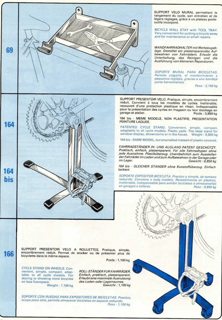 VAR Catalog of about 1983 — Outillage "Cycle", Tools for Cycle Workshops, Drawings and Layout by Daniel Rebour — page 49 of 70